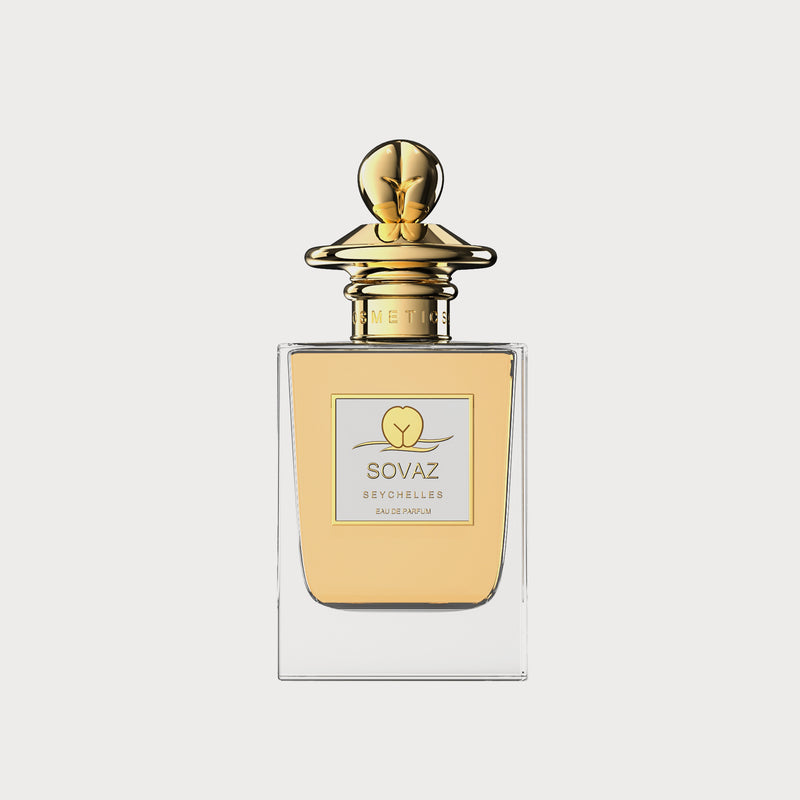 Coco de Mer SOVAZ in a CLEAR bottle with ornate gold cap